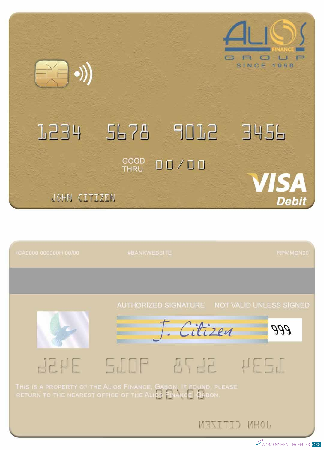 Download Gabon Alios France visa debit card Photoshop template